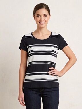 Tommy Hilfiger Striped Top M Timeless Classic Feminine Staple Dress Up or Down